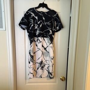 Marble Print Black and White Dress